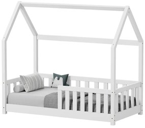 Intrahome Παιδικό κρεβάτι Bambie με κιγκλίδωμα τ.DENALIINA Intrahome ξύλο πεύκου σε λευκή απόχρωση 70x140εκ | SKU: INTRAPA-481111118