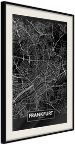 Αφίσα - City Map: Frankfurt (Dark) - 20x30 - Μαύρο - Με πασπαρτού