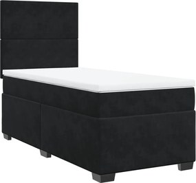 vidaXL Κρεβάτι Boxspring με Στρώμα Μαύρο 100x200 εκ. Βελούδινο