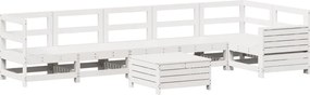 vidaXL Σαλόνι Κήπου Σετ 7 Τεμαχίων Λευκό από Μασίφ Ξύλο Πεύκου