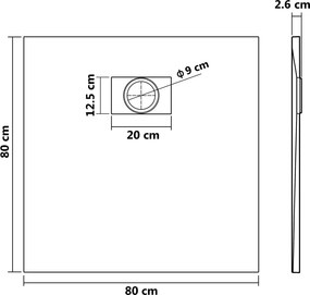vidaXL Βάση Ντουζιέρας Λευκή 80 x 80 εκ. από SMC