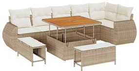 vidaXL Σετ Καναπέ Κήπου 9 pcs Μπεζ συνθετικό ρατάν