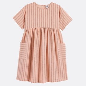 Ριγέ φόρεμα με κοντά μανίκια, από βαμβάκι