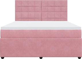 vidaXL Κρεβάτι Boxspring με Στρώμα Ροζ 180x200 εκ. Βελούδινο