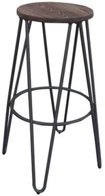 Σκαμπώ Arco Wood Bar Μαύρο Dark Oak D. 33 H.76cm