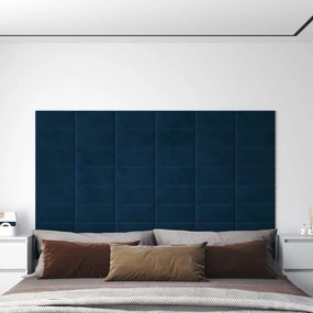 vidaXL Πάνελ Τοίχου 12 τεμ. Μπλε 30 x 15 εκ. 0,54 μ² Βελούδινα