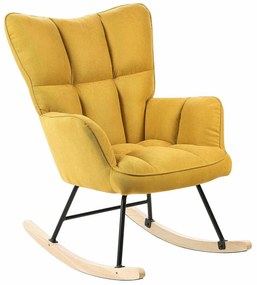 Κουνιστή καρέκλα Berwyn 1242, 108x71x83cm, 11 kg, Κίτρινο, Ταπισερί, Ξύλο, Μεταλλικά, Ξύλινα, Ξύλο: Καουτσούκ | Epipla1.gr