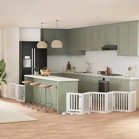 Διαχωριστικό Σκύλων/Πόρτα Πτυσσόμενο 9 Πάνελ 450εκ. Ξύλο Λεύκας