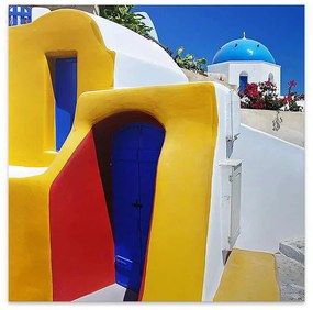 Πίνακας σε καμβά Santorini" Megapap ψηφιακής εκτύπωσης 50x50x3εκ."