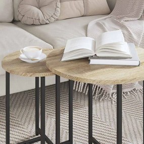vidaXL Σετ βοηθητικά τραπεζάκια 2 pcs Σονομα δρυς και Μαύρο
