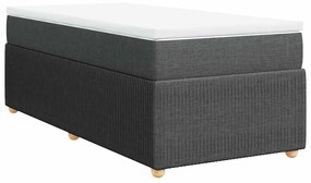 vidaXL Κρεβάτι Boxspring με Στρώμα Σκούρο Γκρι 90x190 εκ. Υφασμάτινο