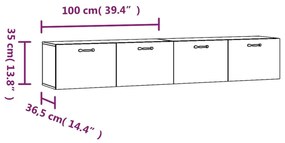 Ντουλάπια Τοίχου 2 τεμ. Καπνιστή δρυς 100x36,5x35εκ. Επεξ. Ξύλο - Καφέ