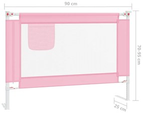 Μπάρα Κρεβατιού Προστατευτική Ροζ 90 x 25 εκ. Υφασμάτινη - Ροζ