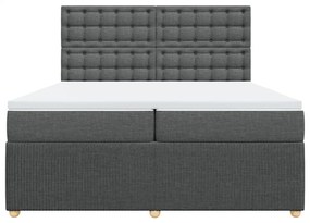 Κρεβάτι Boxspring με Στρώμα Σκούρο Γκρι 200x200 εκ. Υφασμάτινο - Γκρι