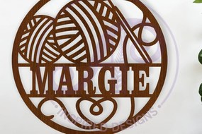 Intra απο ξύλο plywood 3mm-4mm πάχος - Πινακίδα τοίχου με όνομα βελονάκι, Δίασταση 40x50 cm INTRAFABR-115989100