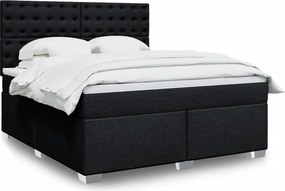 vidaXL Κρεβάτι Boxspring με Στρώμα Μαύρο 180x200 εκ. Υφασμάτινο