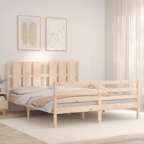 vidaXL Πλαίσιο Κρεβατιού με Κεφαλάρι 160x200 εκ. από Μασίφ Ξύλο