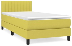 Κρεβάτι Boxspring με Στρώμα Πράσινο 100 x 200 εκ. Υφασμάτινο - Πράσινο