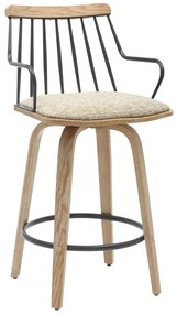 ΣΚΑΜΠΟ ΜΠΑΡ JUDI HM9985.01 WHITE WASH Κ.Π.-ΜΑΥΡΟ ΜΕΤΑΛΛΟ-ΜΠΕΖ ΥΦΑΣΜΑ 48x52x92Υεκ