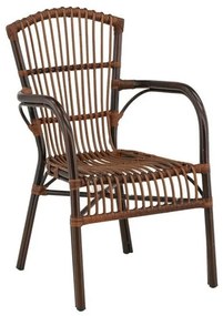 Καρέκλα εξωτερικού χώρου Dallas 3838, 90x55x63cm, Καφέ, Μέταλλο, Πλαστικό ψάθινο | Epipla1.gr