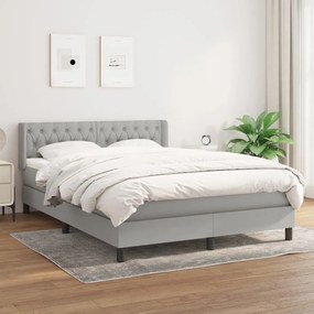 Κρεβάτι Boxspring με Στρώμα Ανοιχτό Γκρι 140x200 εκ. Υφασμάτινο - Γκρι