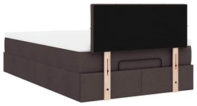 Οθωμανικό κρεβάτι με στρώμα &amp; LEDs Σκούρο καφέ 120x190cm ύφασμα 3312294