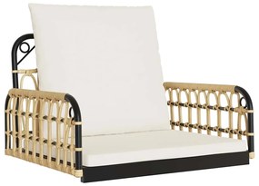 vidaXL Κουνιστή Καρέκλα 63x58x39 εκ. Συνθ. Ρατάν & Ατσάλι με Μαξιλάρια