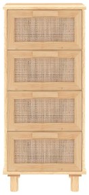 vidaXL Συρταριέρα Καφέ 40 x 30 x 90 εκ. Μασίφ Πεύκο &amp; Φυσικό Ρατάν