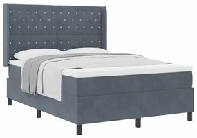 vidaXL Κρεβάτι με ελατήρια Σκούρο γκρι 140 x 200 cm Βελούδο