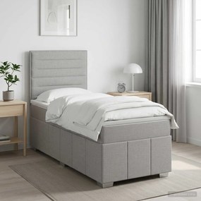 vidaXL Κρεβάτι box spring με στρώμα Ανοιχτό γκρι 100 x 200 cm Ύφασμα