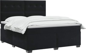 vidaXL Κρεβάτι box spring με στρώμα Μαύρο 140 x 200 cm Βελούδο