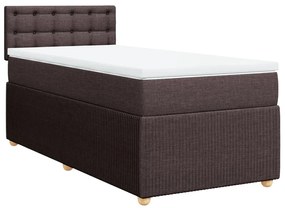 vidaXL Κρεβάτι Boxspring με Στρώμα Σκούρο Καφέ 90x190 εκ. Υφασμάτινο