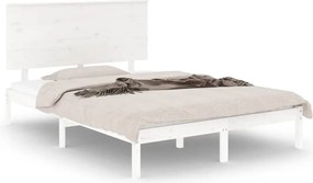 vidaXL Πλαίσιο Κρεβατιού Λευκό 120x190 εκ. Μασίφ Ξύλο Small Double