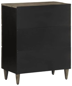 Sideboards 2 τεμάχια ανοιχτό γκρι 60x33,5x75cm μασίφ ξύλο Mango - Μαύρο