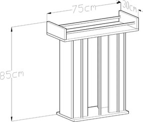 Stewehome Κονσόλα με ράφι μοντέρνου στιλ 75x85x85 cm