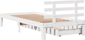 vidaXL Πλαίσιο Κρεβατιού με Συρτάρια Χωρίς Στρώμα Λευκό 90x190 εκ.
