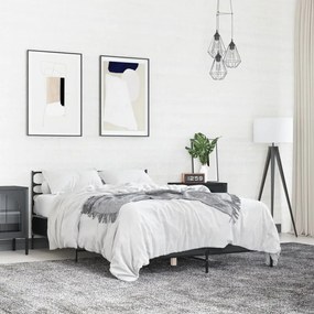 vidaXL Πλαίσιο Κρεβατιού Μαύρο 140x200 εκ. Επεξεργ. Ξύλο και Μέταλλο