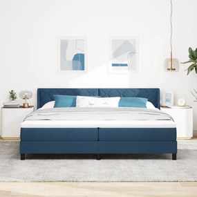 vidaXL Κρεβάτι Box Spring με στρώμα σε μπλε, 200cm x 200cm, ύφασμα
