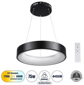 Κρεμαστό Φωτιστικό Οροφής LED 72W 8625lm SALEM Globostar-61241-Μαύρο 61241