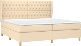 vidaXL Κρεβάτι Boxspring με Στρώμα Κρεμ 200x200 εκ. Υφασμάτινο