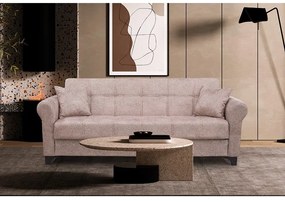 AZUR LIGHT BROWN ΥΦΑΣΜΑ 3ΘΕΣΙΟΣ ΚΑΝΑΠΕΣ/ΚΡΕΒΑΤΙ ΜΕ ΑΠΟΘ.ΧΩΡΟ 210X80εκ.