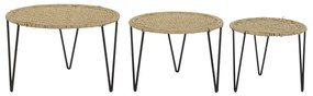 Σετ με 3 τραπέζια DKD Home Decor Καφέ Μαύρο Φυσικό 62 x 62 x 40 cm 62 x 62 x 40,5 cm