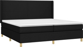 vidaXL Κρεβάτι Boxspring με Στρώμα Μαύρο 200x200 εκ. Υφασμάτινο