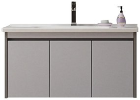 Έπιπλο Μπάνιου Πάγκος Με Νιπτήρα Yvonne 100 S3BYVO100GR 100x46x43cm Grey Ξύλο,Πορσελάνη