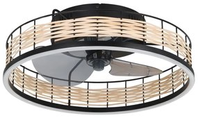 Ανεμιστήρας Οροφής Ø50xH20cm Led 28w 3600lm Tunable 2700-6500K 220-240V,50Hz Μαύρο Ματ-Ράταν Eglo Frana 35148