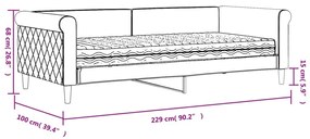 Καναπέ Κρεβάτι με Στρώμα Σκούρο Γκρι 90 x 200 εκ. Βελούδινος - Γκρι