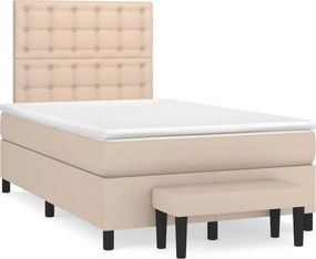 vidaXL Κρεβάτι Boxspring με Στρώμα Καπουτσίνο 120x200εκ.από Συνθ.Δέρμα