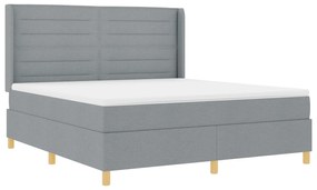 vidaXL Κρεβάτι Box Spring με Στρώμα & Φωτισμό LED Γκρι 180x200 cm Υφασμάτινο