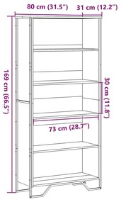 Βιβλιοθήκη Καφέ Δρυς 80x31x169 εκ. από Επεξεργασμένο Ξύλο - Καφέ