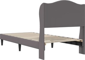 vidaXL Σκελετός Κρεβατιού με κεφαλάρι Γκρι 100 x 200 cm Τεχνητό Δέρμα